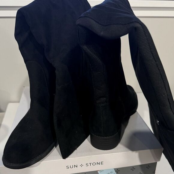 SUN STONE Womens Black Slip Resistant Allicce Round Toe Zip-Up Boots Shoes 7 WC - Picture 8 of 10